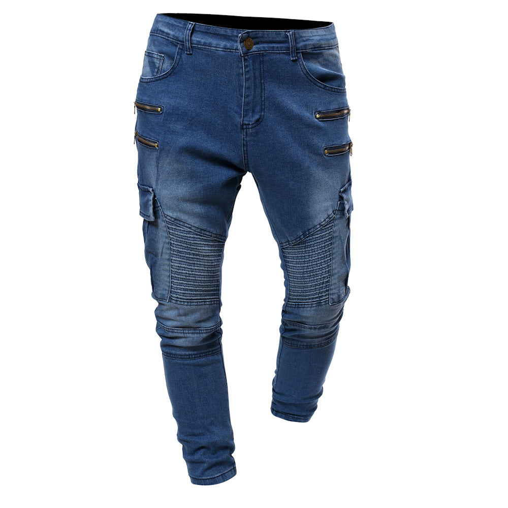 Pleated Fashion Casual Youth Denim Trousers