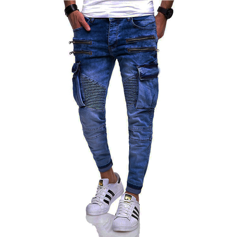 Pleated Fashion Casual Youth Denim Trousers