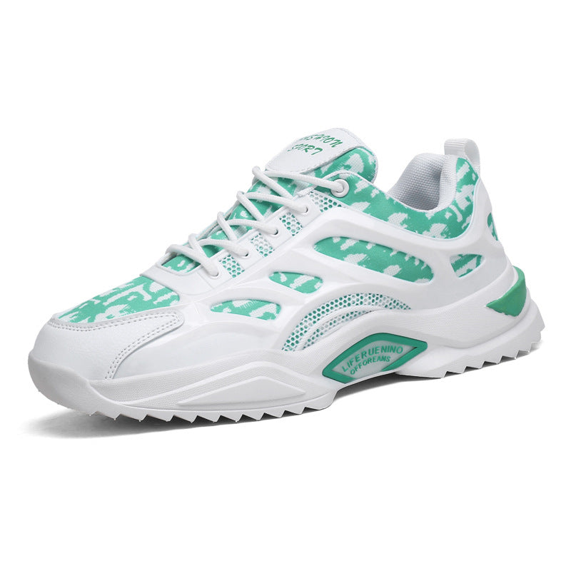 New Spring And Autumn Universal Flat-Heel Low-Cut Men'S Round Head White Lightning Front Lace-Up Daily Color Matching Old Shoes