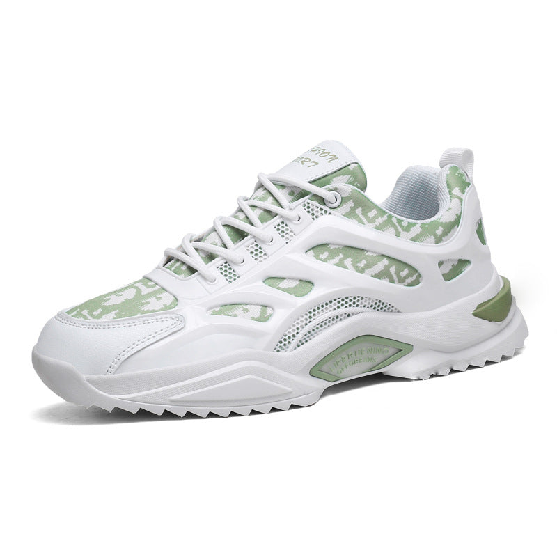 New Spring And Autumn Universal Flat-Heel Low-Cut Men'S Round Head White Lightning Front Lace-Up Daily Color Matching Old Shoes