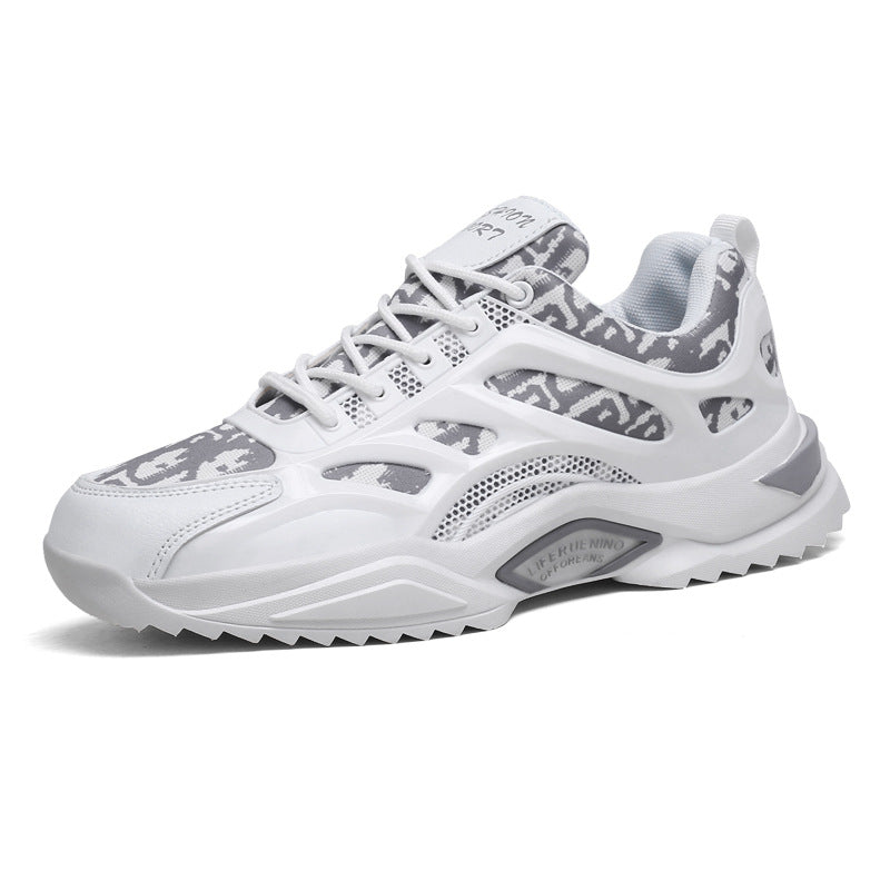 New Spring And Autumn Universal Flat-Heel Low-Cut Men'S Round Head White Lightning Front Lace-Up Daily Color Matching Old Shoes